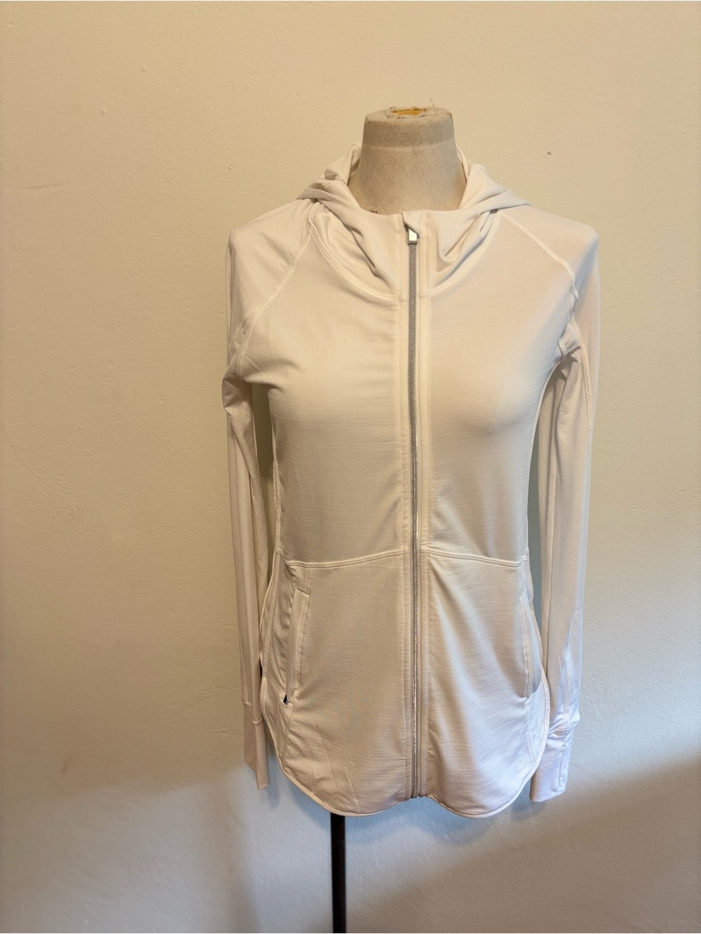 ATHLETA Baja UPF Hoodie Sun Jacket Swim Cover Up White Small - Picture 4 of 10